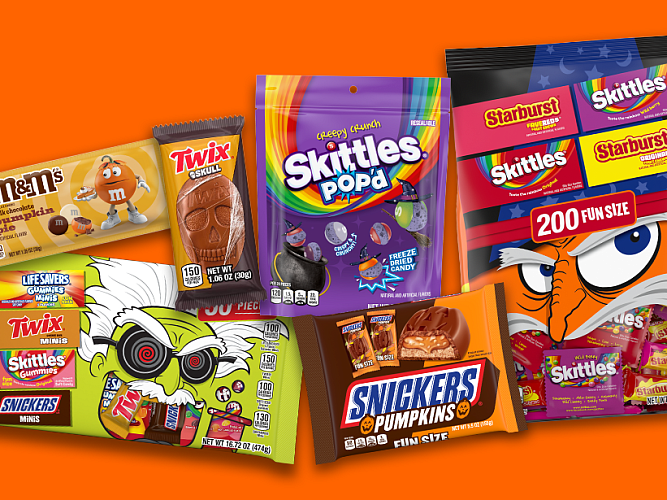 Mars Snacking 2026 Halloween lineup featuring new SKITTLES POP’d Creepy Crunch and TWIX Skulls.